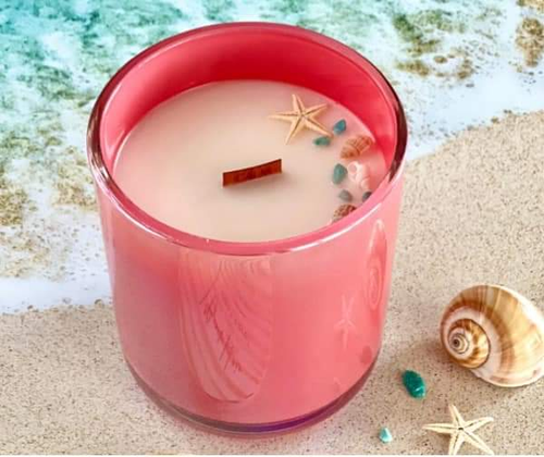 Beach theme flamingo soy candle - BCan370