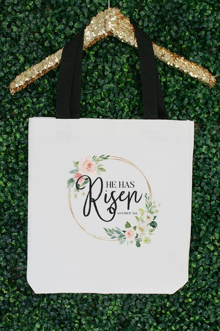 He Has Risen Floral Circle Tote Bag 13321b