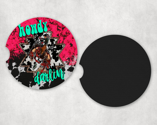 Howdy Darlin Bronc Neoprene Car Coaster Set Howdy Darlin Bronc Neoprene Car Coaster Set