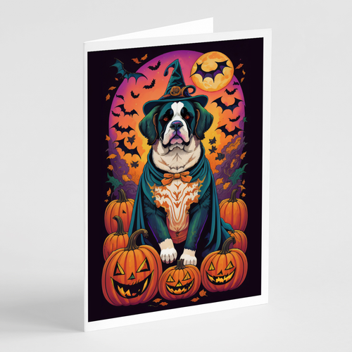 Saint Bernard Witchy Halloween Greeting Cards Pack of 8