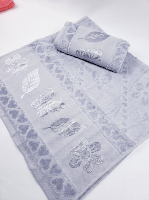 Velvet Multi purpose Towels 1 Bath 1 Hand Towel SET - EBRU1564