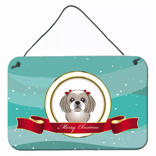 Merry Christmas Design with Dog Art Wall or Door Hanging Prints - S000213B001695P055792V000