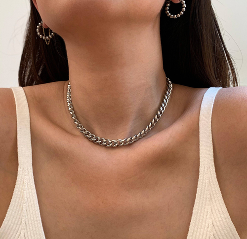 MASON SILVER CURB CHAIN NECKLACE