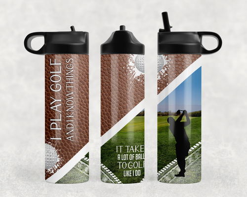 I Play Golf Steel Water Bottle