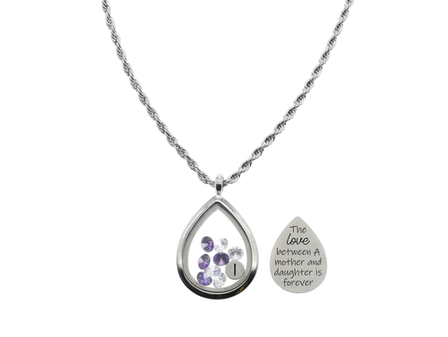 Initial Teardrop Lockets With High Grade Cubic Zirconia By Pink Box - PinkBox-6-000681