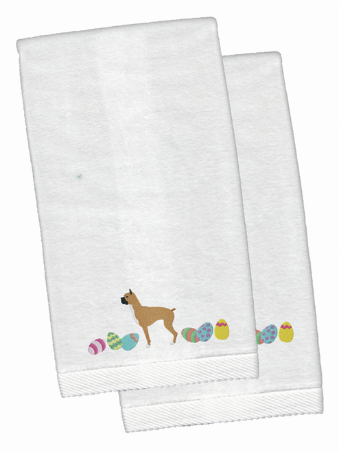 Easter Dog Design White Embroidered Plush Hand Towel Set of 2 - S000213B001695P115061V000