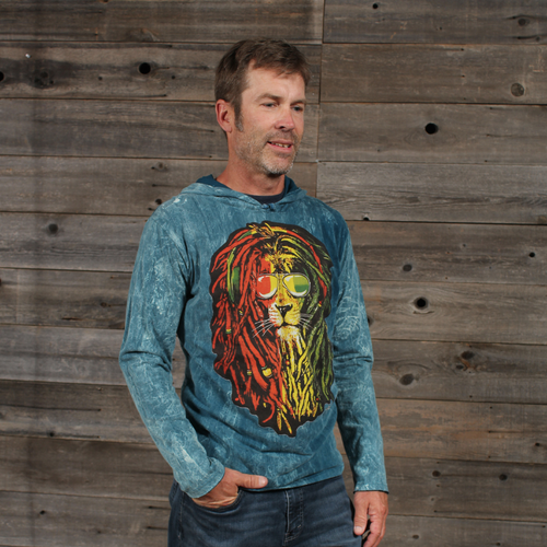 MEN'S NO TIME HOODY Cotton Hooded Men's Sweat Shirt With Rasta Lion Print