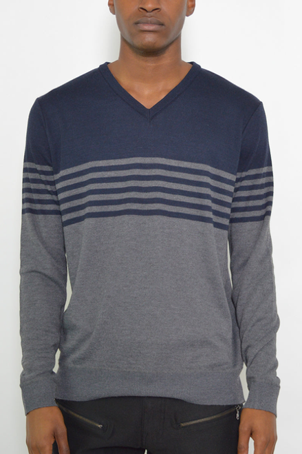 TWO TONE SWEATER - NR2009-NV-2XL