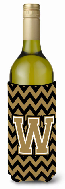 Monogram Letter Chevron Wine Bottle Hugger - CJ1050-WLITERK