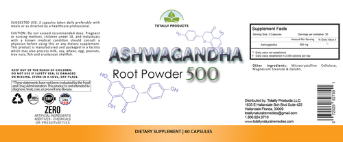 Totally Products Ashwagandha 500mg (120 capsules)