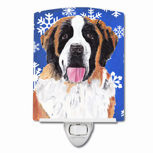 Snowflakes Holiday Dog Art Ceramic Night Light - SC9382CNL