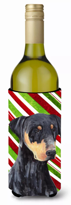 Candy Cane Christmas Design with Dog Wine Bottle Hugger - SC9337LITERK