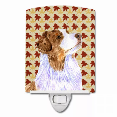 Fall Leaves Dog Art Portrait Ceramic Night Light - S000213B001695P102577V000