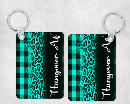 Hungover AF' Plaid Leopard Print Keychain