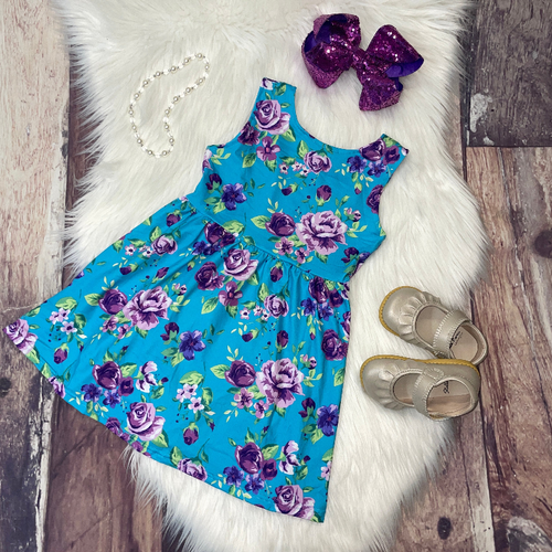 Sleeveless Floral Mid-Twirl Dress