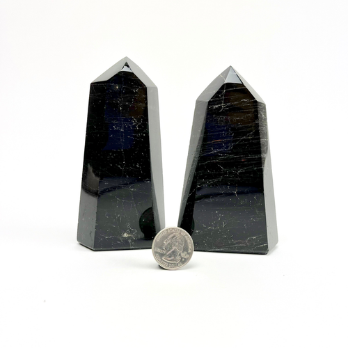 Black Tourmaline w/ Hematite Waves | Polished Point | Brazil
