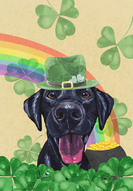 Black Labrador - Hippie Hound Studios Saint Patricks Day  House and Garden Flags - HH31001