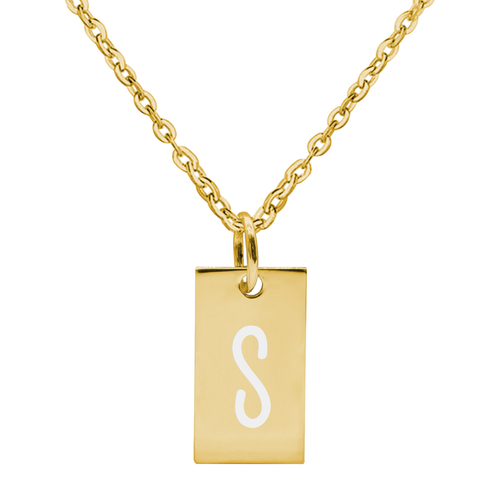 Pink Box Dainty Sterling Silver Initial Tag Necklace - PinkBox3-5496