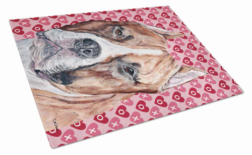 Valentine's Day Dog Print Glass Cutting Board Large - S000213B001695P022229V007