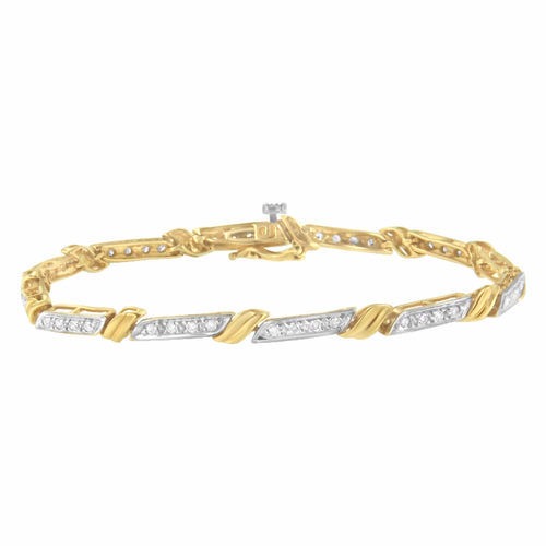 10K Yellow Gold 1/2carat Total Diamond Weight Diamond Link Bracelet
