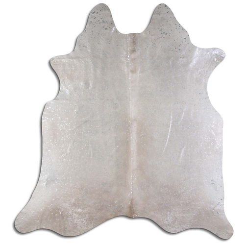 ACID WASHED HAIR ON COWHIDE SILVER METALLIC ON WHITE - CPDSDEWH3A-00129810