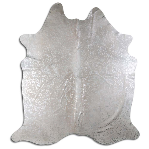 ACID WASHED HAIR ON COWHIDE SILVER METALLIC ON WHITE - CPDSDEWH3A-00126621