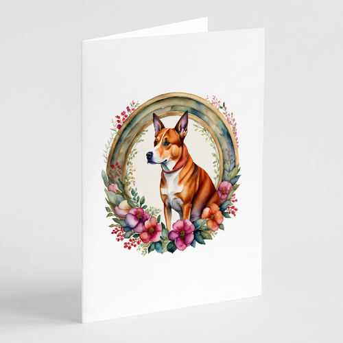 Basenji and Flowers Greeting Cards Pack of 8