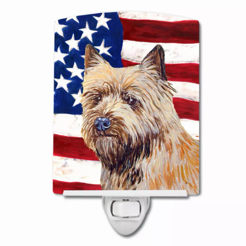 USA American Flag with Dog Ceramic Night Light