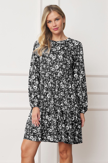 Ditsy Floral Bishop Sleeve Tie Dress - S002066B002500P000807V004