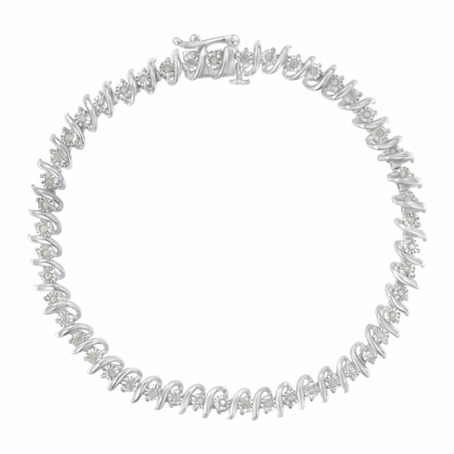 Sterling Silver 1/2 carat Total Diamond Weight Diamond S-Link Tennis Bracelet