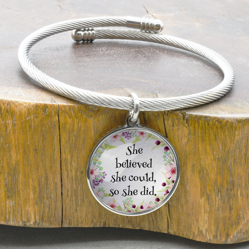 Pink Box Floral Inspirational Cabochon Cable Bracelets - PinkBox3-1717