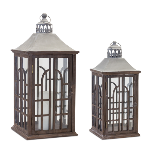 Wood Lantern with Metal Lid