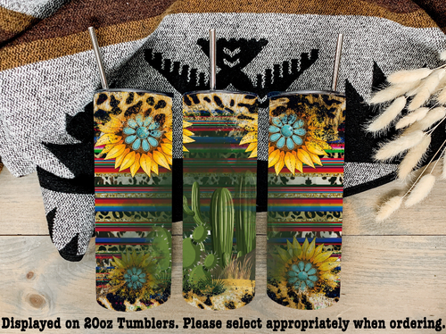 Serape Sunflower Cactus Steel Tumbler Serape Sunflower Cactus Steel Tumbler