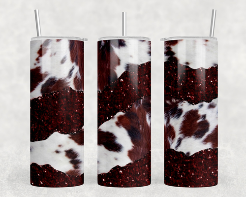 faux cowhide Maroon faux glitter|Skinny Tumbler|Optional Bluetooth Speaker| Speaker Color Varies