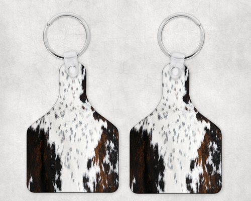 faux cowhide|Eartag Keychain