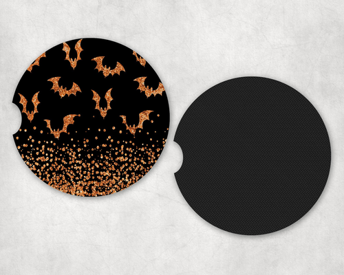 Orange faux glitter Bats|Car Coaster Set