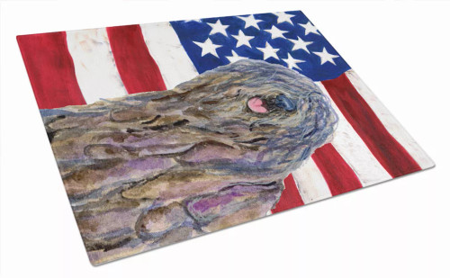 USA American Flag Dog Print Glass Cutting Board Large - S000213B001695P036994V025