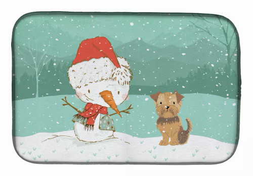 Dog and Snowman Christmas Dish Drying Mat - S000213B001695P115994V032