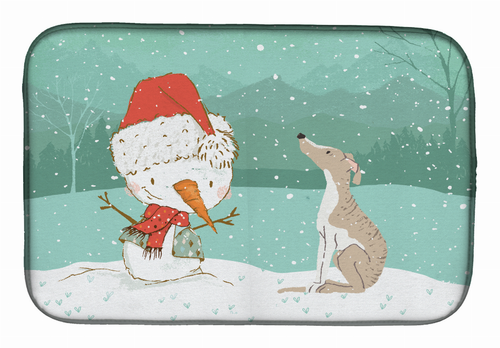 Dog and Snowman Christmas Dish Drying Mat - S000213B001695P115994V012