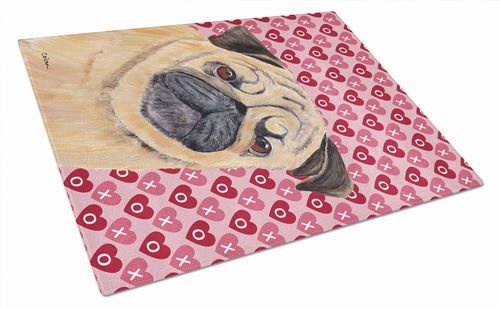Valentine's Day Dog Print Glass Cutting Board Large - S000213B001695P022172V019