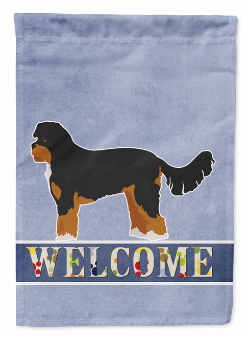 Black and Tan Cavapoo Welcome Flag Garden Size
