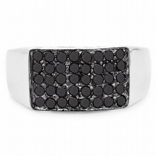 0.43 Carat Genuine Black Diamond .925 Sterling Silver Ring - S001231B001842P000259V002