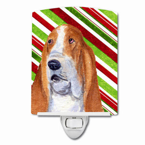 Candy Cane Holiday Christmas Dog Art Ceramic Night Light - SS4597CNL