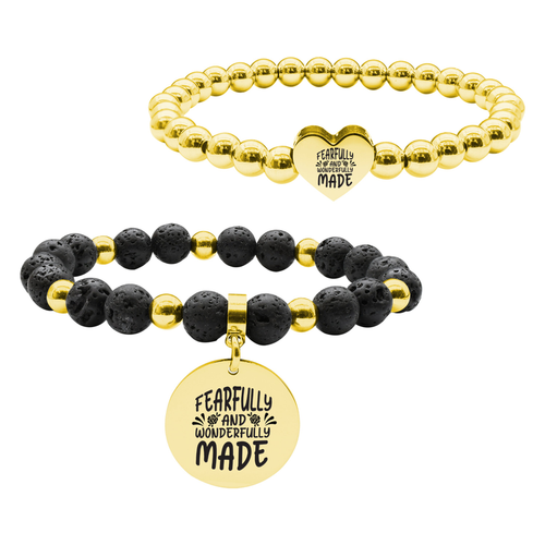 Pink Box 2 Piece Stackable Inspirational Bead Bracelets - S001536B002521P000057V033