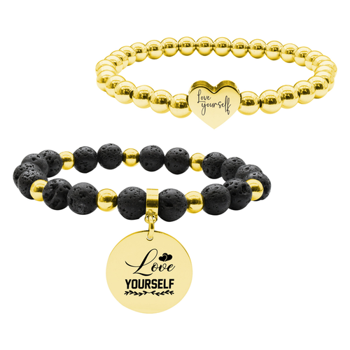 Pink Box 2 Piece Stackable Inspirational Bead Bracelets - S001536B002521P000057V017