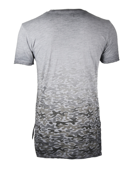 Men's Short Sleeve Camouflage Longline Side Slit Oil Wash T-shirts BROWN - S002555B002730P000009V013