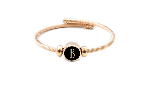 Interchangeable Reversible Round Cable Initial Bracelets - CLRFLDIYRNDBBLKRGDLG