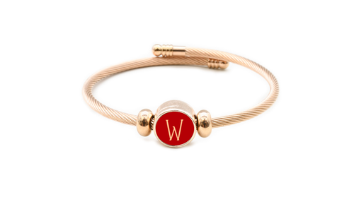 Interchangeable Reversible Round Cable Initial Bracelets - CLRFLDIYRNDWREDRGDLG