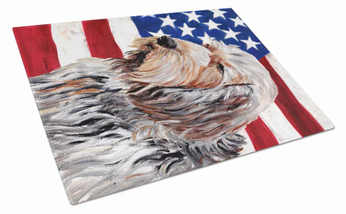 American Flag Dog Print Glass Cutting Board Large - SC9636LCB