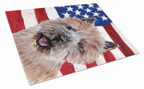 American Flag Dog Print Glass Cutting Board Large - S000213B001695P040589V012